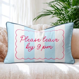 Please leave Lumbar Cushion Blue White Striped Throw Pillow Funny Introvert Nap Lover Decor Gift Hosts Sleepover Dorm Accent Sleep Lover