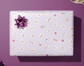 Mahjong Tile Wrapping Paper Game Night Party Gift Wrap Birthday Present Mahjong Lover Fun Board Game Idea Gift Mahjong Themed Party Decor