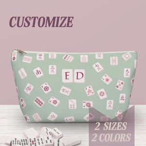 Custom Mahjong Tile Pouch Pastel Personalized Tile Bag Mahjong Club Member Gift Idea Monogram Mahjong Game Night Birthday Mahjong Lover