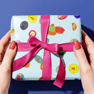 Fruit Stickers Gift Wrap Fruit Wrapping Paper Fruit Label Gift Wrap Farmers Market Wrapping Paper Food Themed Gift Paper Birthday Gift Wrap