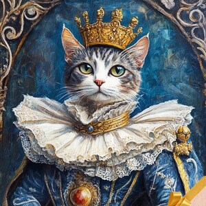 Royal Cat Portrait Wall Art Custom Renaissance Cat Painting Funny Canvas Royal Dog Painting Pet Memorial Gift For Pet Lover Pet Art