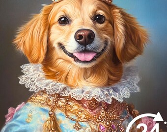 Royal Pet Portrait Custom Renaissance Dog Paintings Funny Canvas Royal Cat Painting Pet Memorial Gift For Pet Lover Pet Art Christmas Gift