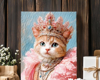 Indywidualny portret renesansowego zwierzaka ze zdjęcia, królewski portret zwierzaka, królewski obraz kota, prezent dla miłośnika psów, upamiętniający zwierzaka, sztuka ścienna