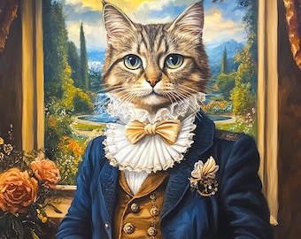 Custom Royal Cat Portrait, Renaissance Cat Painting, Pet Lovers Gift, Royal Pet Portrait, Pet Portrait gift, Noble Pet Portrait, Regal Art