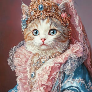 Custom Royal Pet Portrait Renaissance Cat Painting Regal Dog Portraits Pet Wall Art Pet Memorial Gift for Cat Lover Funny Cat Wall Decor