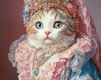 Custom Renaissance Pet Portrait: Regal Cat or Dog Art
