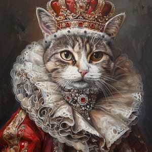 Custom Royal Pet Portrait Renaissance Cat Painting Regal Dog Portraits Pet Wall Art Pet Memorial Gift for Cat Lover Victorian Costume