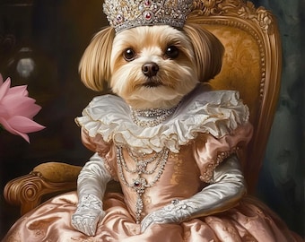 Ritratto personalizzato di cane reale, dipinto di gatto rinascimentale, regalo per amanti degli animali, ritratto di animale domestico reale, regalo ritratto di animale domestico, dipinto di animali, decorazione da parete