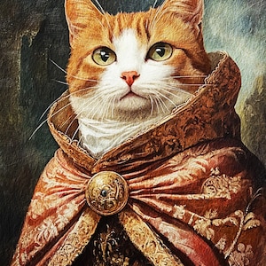 Custom Renaissance Pet Portrait from Photo Royal Cat Painting Regal Dog Portraits Pet Wall Art Pet Memorial Gift for Cat Lover Wall Decor