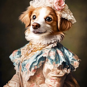 Custom Royal Pet Portrait Renaissance Cat Painting Regal Dog Portraits Pet Wall Art Pet Memorial Gift for Cat Lover Victorian Costume
