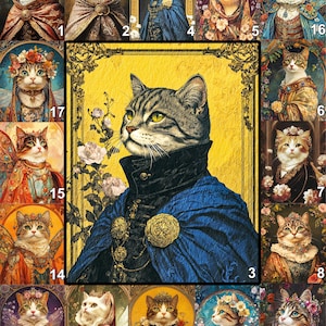 Custom Royal Pet Portrait Renaissance Cat Painting Regal Dog Portraits Pet Wall Art Pet Memorial Gift for Cat Lover Victorian