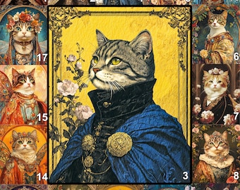 Custom Royal Pet Portrait Renaissance Cat Painting Regal Dog Portraits Pet Wall Art Pet Memorial Gift for Cat Lover Victorian