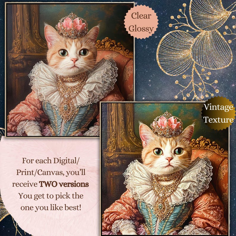 Custom Royal Cat Portrait Renaissance Pet Painting Wall Art Pet ...