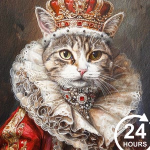 Royal Cat Portrait Custom Cat King Renaissance Dog Paintings Canvas Royal Cat Painting Pet Memorial Gift For Pet Lover Pet Art Mothers Day