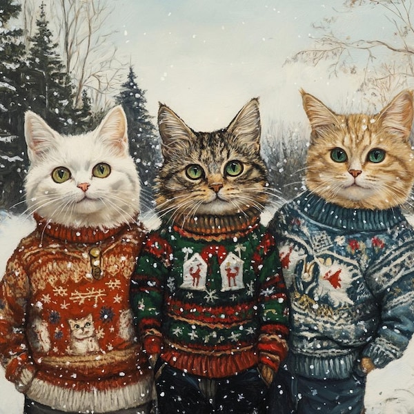Retrato de animal de estimação de Natal, pintura de animal de estimação de Natal, presente de Natal para animais de estimação, retratos de animais de estimação da realeza, presente de Natal para a família, retratos de gatos de Natal