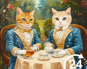 Custom Royal Pet Portrait, Renaissance Cat Painting, Pet Lovers Gift, Royal Dog Portraits, Noble Pet Portrait, Regal Art, Two Pet Portrait