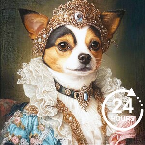 Custom Royal Pet Portrait Renaissance Dog Painting Pet Lovers Gift, Royal Dog Portrait Gift Pet Portrait for Cat Animal Painting Wall Decor