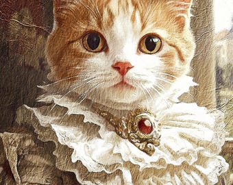 Custom Princess Pet Portrait from photo, Royal Cat Portrait, Custom Cat Painting, Pet Portrait, Cat Portrait, Cat Lover Gift