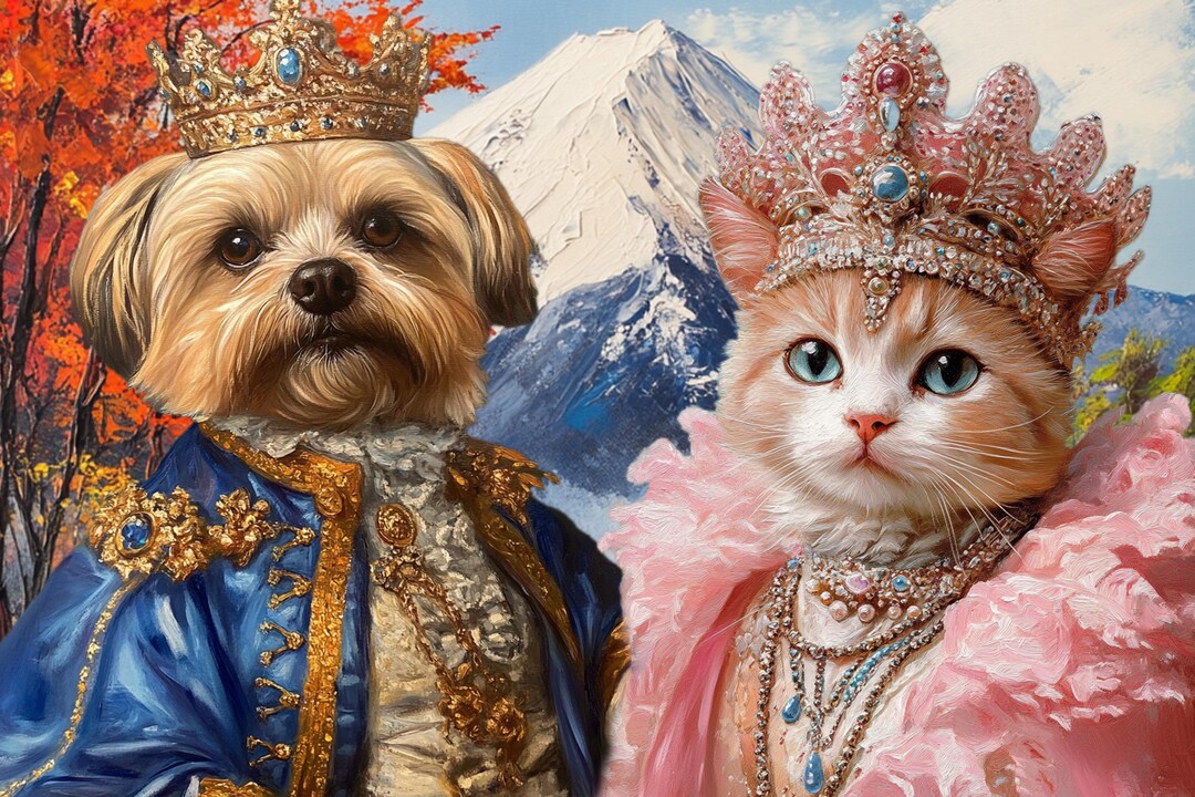 Custom Royal Pet Portrait Renaissance Cat Painting Regal Dog Portraits ...