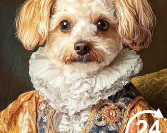 Royal Dog Portrait Custom Renaissance Dog Painting Funny Canvas Royal Cat Painting Pet Memorial Gift For Dog Lover Pet Art Christmas Gift