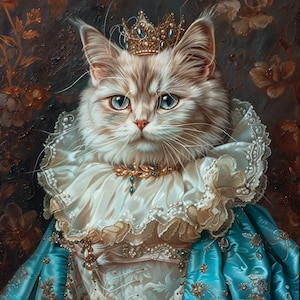 Custom Royal Pet Portrait Renaissance Cat Painting Regal Dog Portraits Pet Wall Art Pet Memorial Gift for Cat Lover Funny Cat Wall Decor