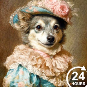 Custom Royal Pet Portrait Renaissance Cat Portrait Regal Dog Portraits Pet Wall Decor  Personalized cat portrait from photo Dog Portrait Art