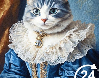 Retrato de gato real personalizado desenho de animal pinturas de animais de estimação renascentistas tela pintura de gato real presente memorial de animal de estimação para amante de gatos arte de animal de estimação