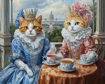 Custom Royal Pet Portrait, Renaissance Cat Painting, Pet Lovers Gift, Royal Dog Portraits, Noble Pet Portrait, Regal Art, Two Pet Portrait