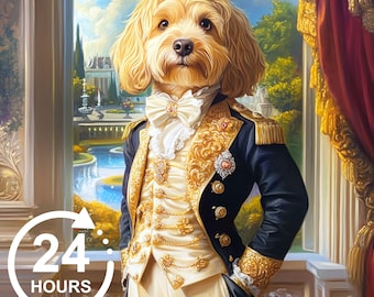 Custom Royal Pet Portrait Renaissance Cat Painting Wall Decor Pet Lovers Gift Dog Portrait Pet Portrait Noble Pet Portrait Pet Wall Art