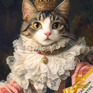 Custom Royal Pet Portrait Renaissance Cat Painting Regal Dog Portraits Pet Wall Art Pet Memorial Gift for Cat Lover Victorian Costume
