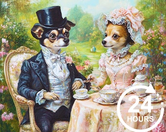 Custom Royal Pet Portrait, Renaissance Cat Painting, Pet Lovers Gift, Royal Dog Portraits, Noble Pet Portrait, Regal Art, Two Pet Portrait
