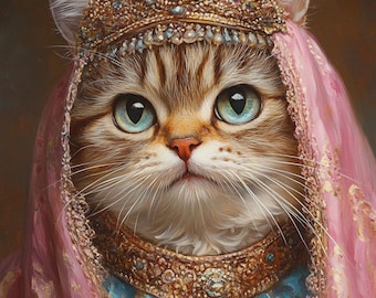 Aangepast huisdierportret renaissance: koninklijk schilderij hond of kat, cadeau huisdier