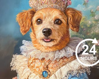 Royal Dog Portrait Custom Renaissance Dog Paintings Funny Canvas Royal Cat Painting Pet Memorial Gift For Pet Lover Pet Art Christmas Gift