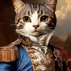 Custom Royal Pet Portrait Renaissance Cat Painting Regal Dog Portraits Pet Wall Art Pet Memorial Gift for Cat Lover Funny Cat Wall Decor