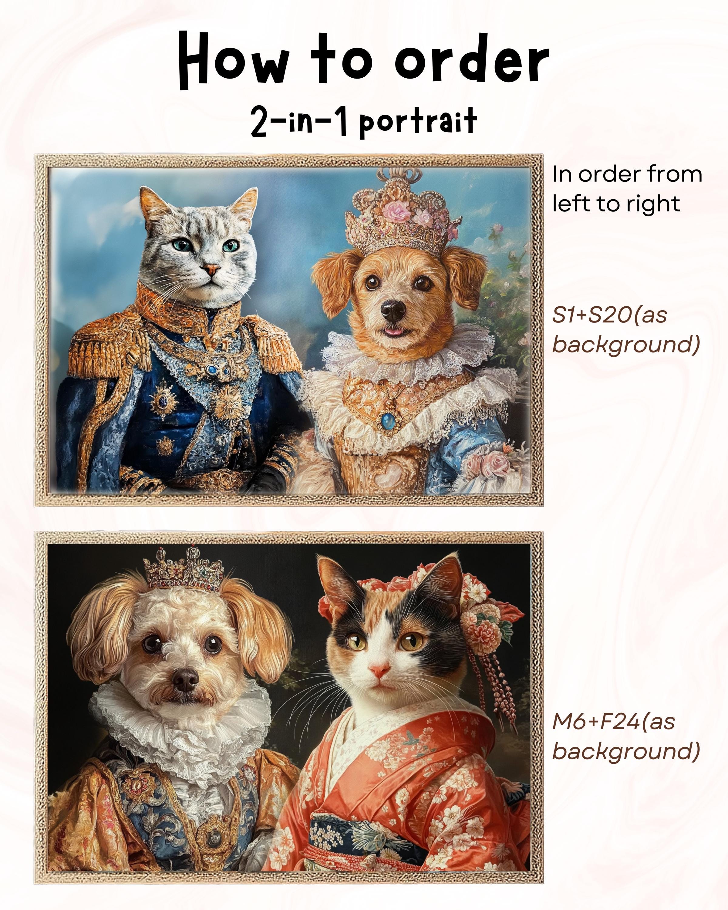 Custom Royal Pet Portrait Renaissance Cat Painting Regal Dog Portraits ...