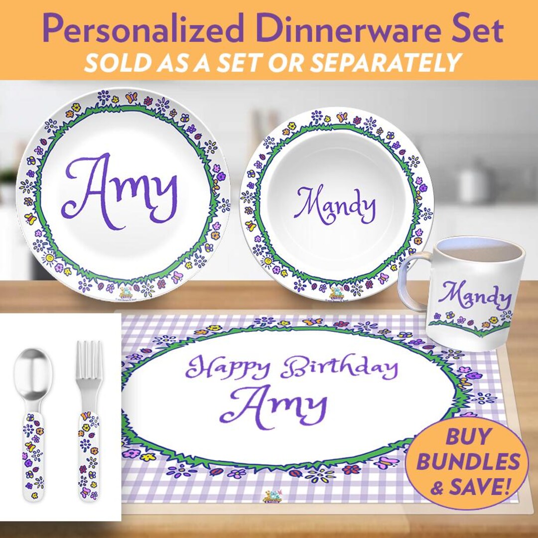 Personalized Dinnerware, Girls Party Ware, Fairy Princess Garden ...