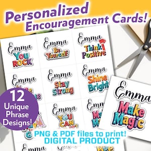 Positive Affirmation Cards Personalized, Encouragement Stickers pdf to print, Sauerpuss and Friends Creativity Tool