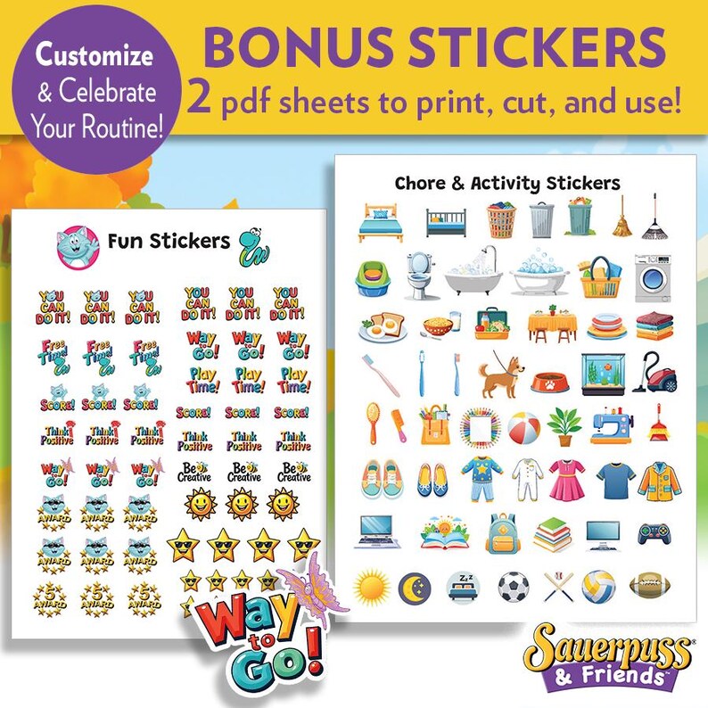 Daily Routine Charts With Bonus Encouragement Stickers, Digital ...