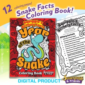 Histoires amusantes à colorier de l'année du serpent pour les enfants, artisanat de l'année du serpent, activité de coloriage serpent gribouillis, jardin d'enfants