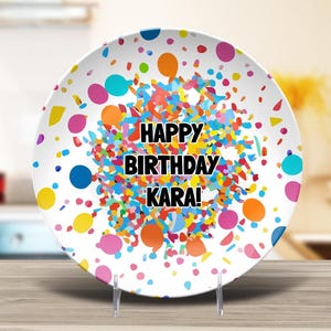 Happy Birthday Personalized Plate, Kids Birthday Plate, First Birthday, Milestone, Confetti Plate Design