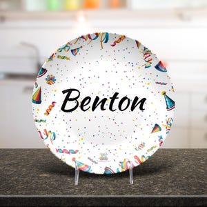 Happy Birthday Personalized Plate, Kids Birthday Plate, First Birthday, Milestone, Party Elements Plate Design