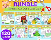 Printable Cut & Paste Activity Pack, Fun Mix of Animals, Holidays, and More, PDF Instant Download