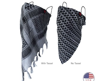 Mascarilla facial de algodón Shemagh para exteriores, festivales, raves, senderismo, esquí, snowboard, vehículos todoterreno, airsoft y apta para barba.