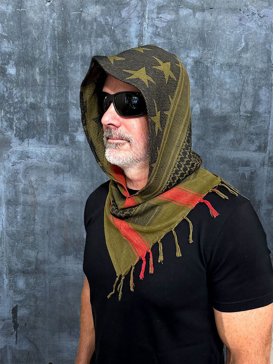 小物 [himagogo]DesertWashed Hood Scarf Hooded Scarf with Pockets Endangered-Rhino-Desert Warm Long