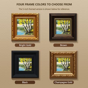 Small Framed Original Art, 5x5 Canvas Artwork- Golden Frame Wall Decor afbeelding 6