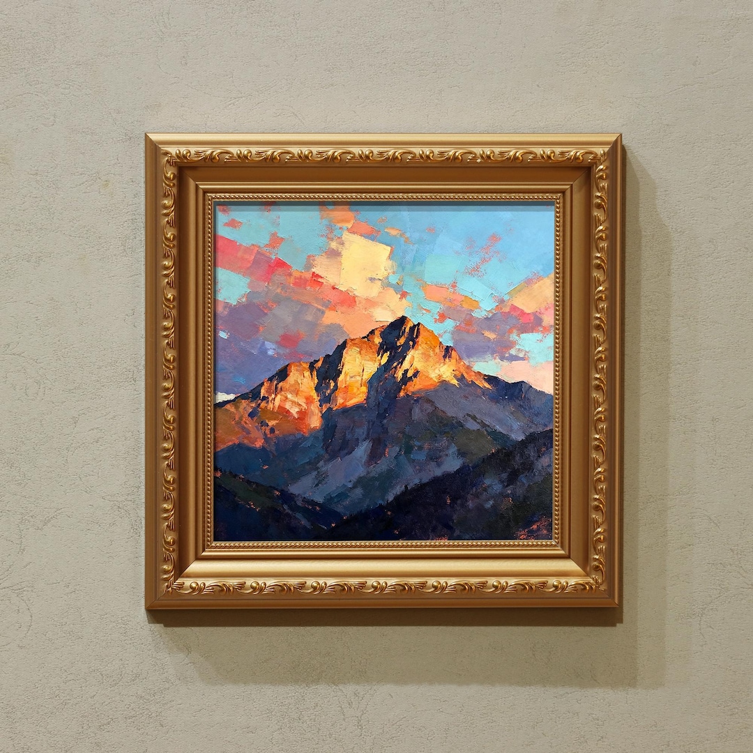 Golden Mountain Sunrise - Original Miniature Landscape Oil Painting ...