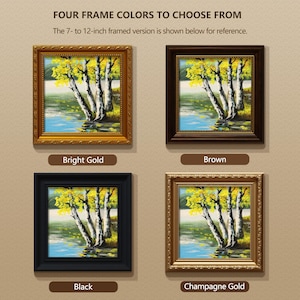 Small Framed Original Art, 5x5 Canvas Artwork- Golden Frame Wall Decor afbeelding 7