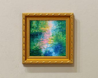 Kleines gerahmtes Ölgemälde Kunst: Impressionistisches abstraktes Ölgemälde, mit Goldrahmen, optionale Größe