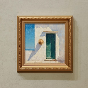 Piccolo dipinto a olio di paesaggio - Porta mediterranea - Opera d'arte originale dipinta a mano