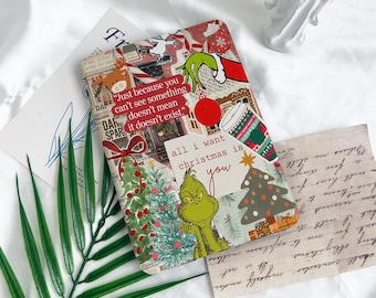 May include: A collage-style Christmas-themed design featuring the Grinch, Christmas trees, and festive text. The design includes the quote, "Just because you can't see something doesn't mean it doesn't exist." and "all I want christmas is you."